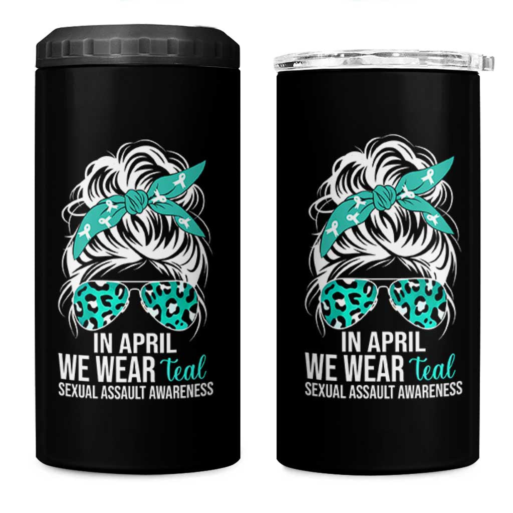 Sexual Assault Awareness 4 in 1 Can Cooler Tumbler In April We Wear Teal Women