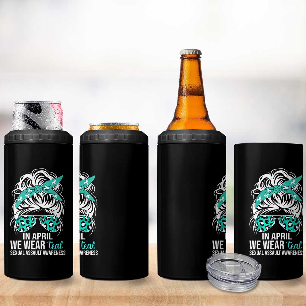 Sexual Assault Awareness 4 in 1 Can Cooler Tumbler In April We Wear Teal Women
