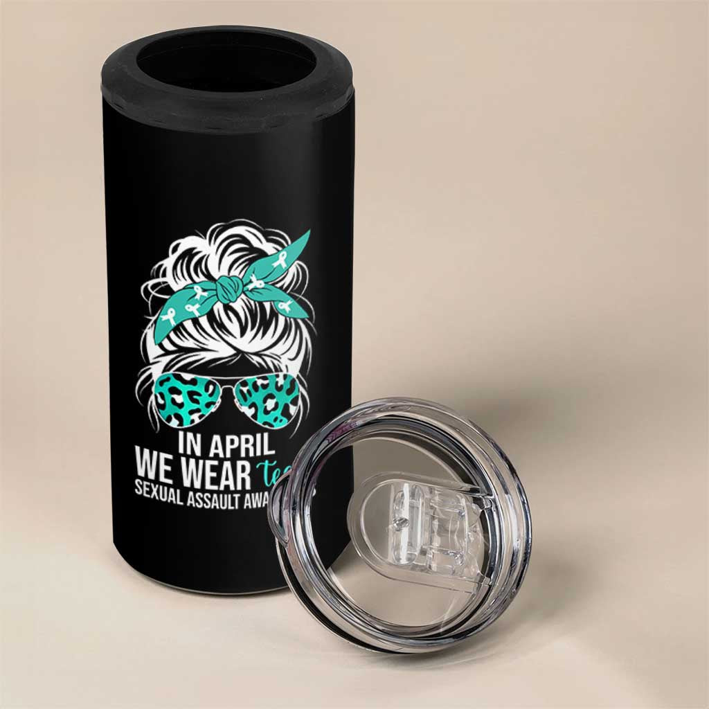 Sexual Assault Awareness 4 in 1 Can Cooler Tumbler In April We Wear Teal Women