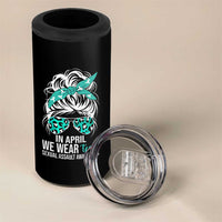 Sexual Assault Awareness 4 in 1 Can Cooler Tumbler In April We Wear Teal Women