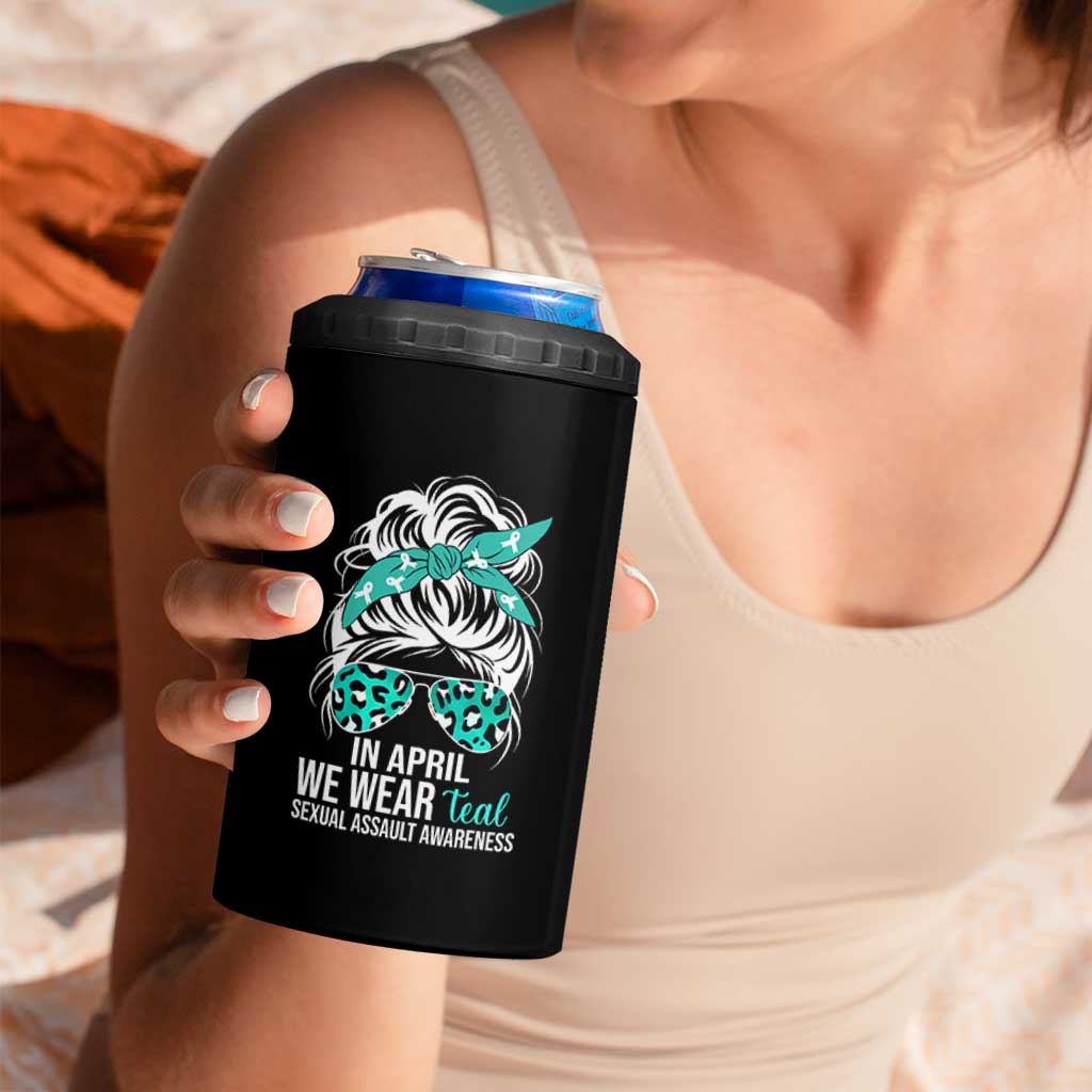 Sexual Assault Awareness 4 in 1 Can Cooler Tumbler In April We Wear Teal Women
