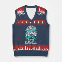 Sexual Assault Awareness V-Neck Knit Sweater Vest In April We Wear Teal Women