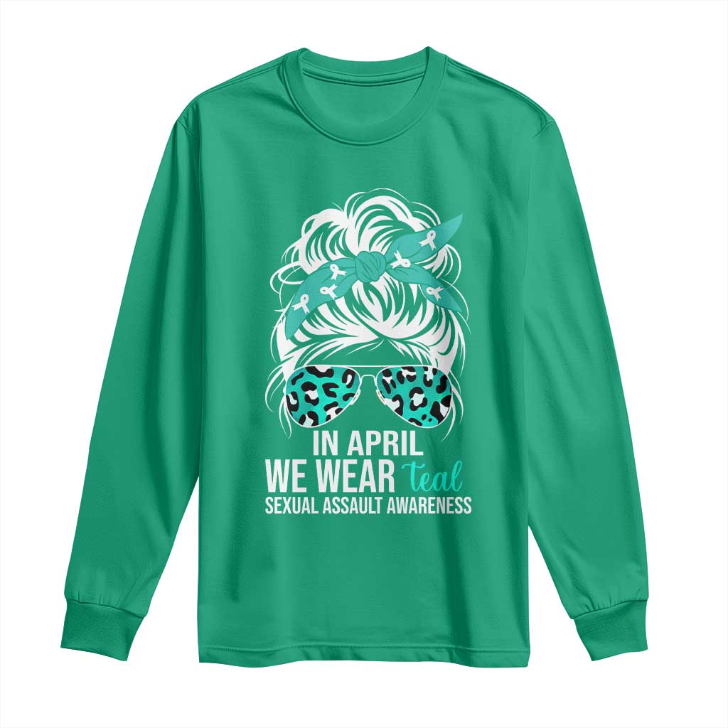 Sexual Assault Awareness Long Sleeve Shirt In April We Wear Teal Women