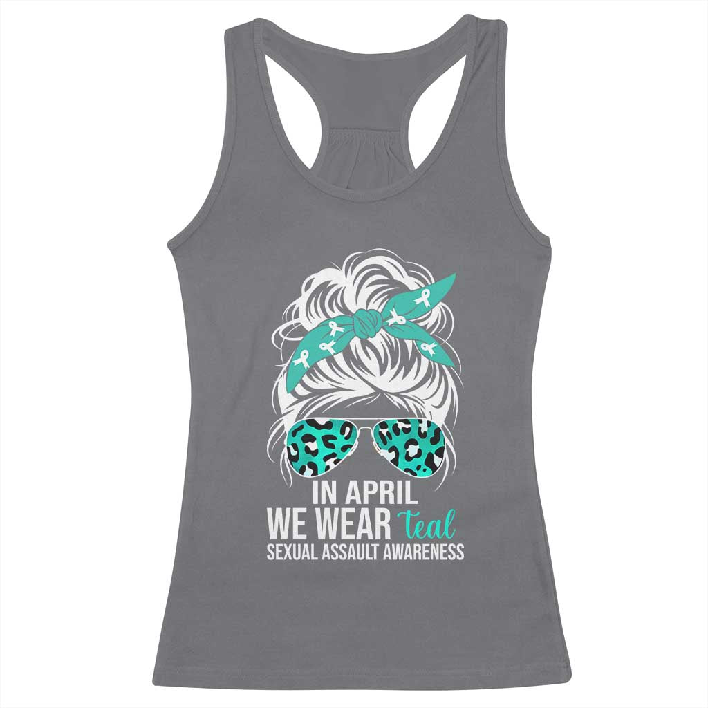 Sexual Assault Awareness Racerback Tank Top In April We Wear Teal Women