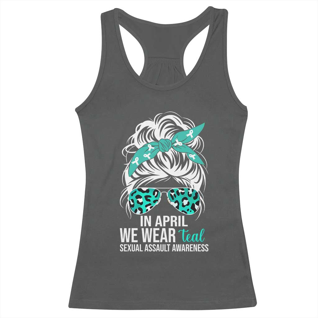 Sexual Assault Awareness Racerback Tank Top In April We Wear Teal Women