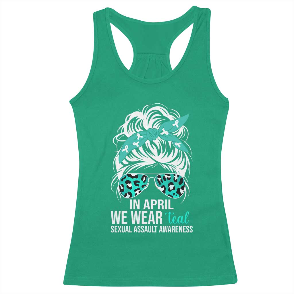 Sexual Assault Awareness Racerback Tank Top In April We Wear Teal Women