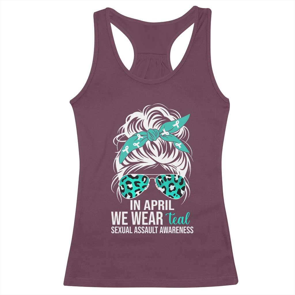 Sexual Assault Awareness Racerback Tank Top In April We Wear Teal Women
