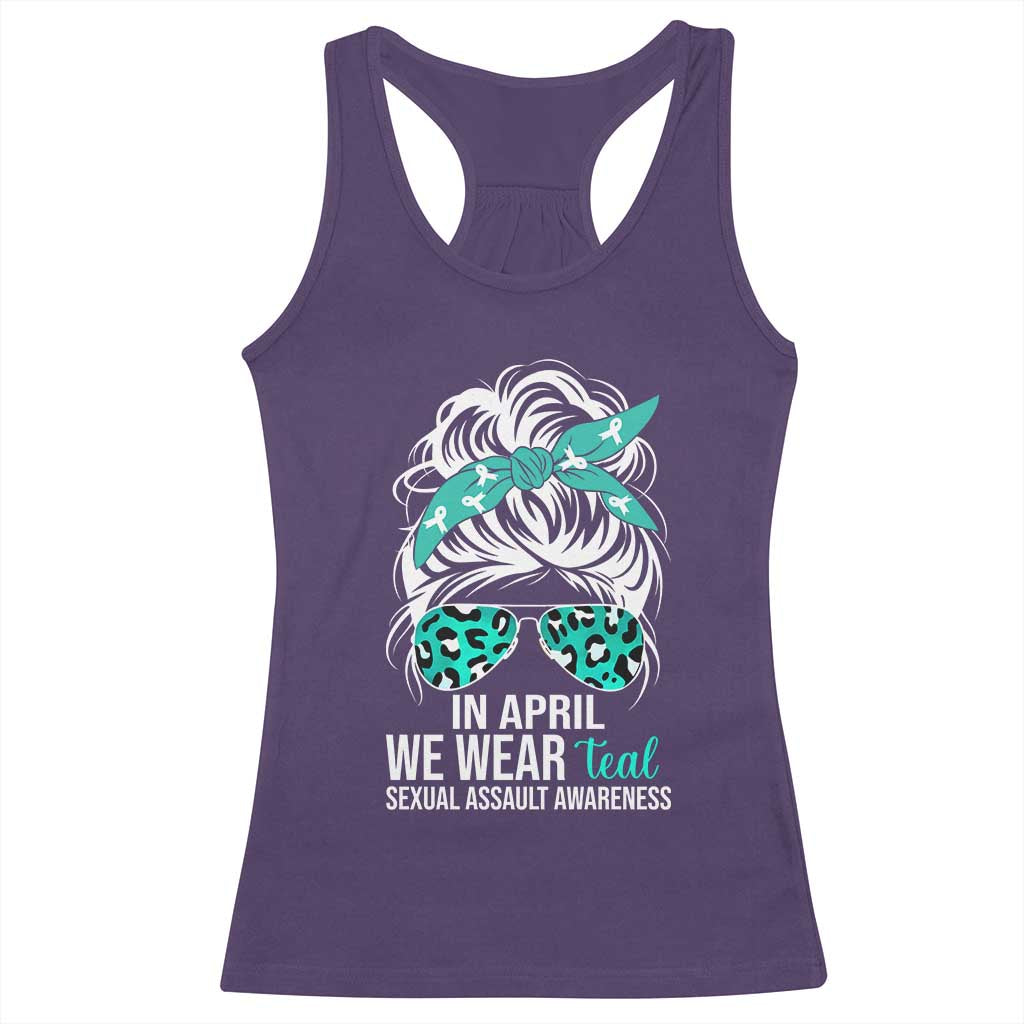 Sexual Assault Awareness Racerback Tank Top In April We Wear Teal Women
