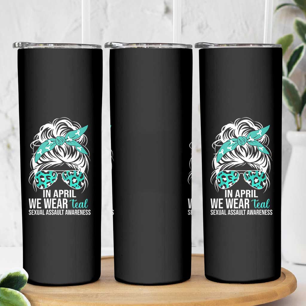 Sexual Assault Awareness Skinny Tumbler In April We Wear Teal Women