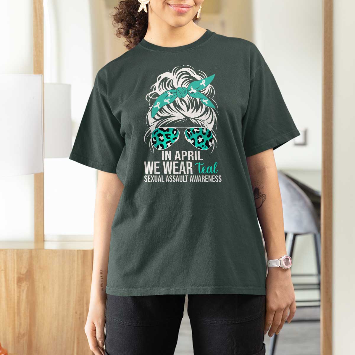 Sexual Assault Awareness T Shirt For Women In April We Wear Teal Women