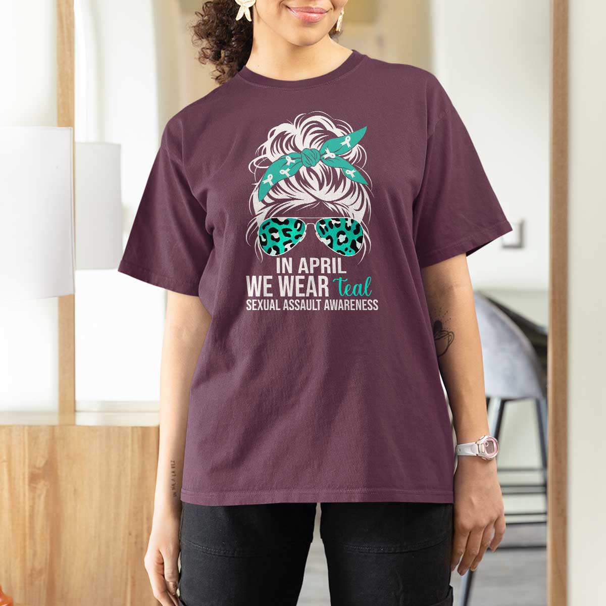 Sexual Assault Awareness T Shirt For Women In April We Wear Teal Women