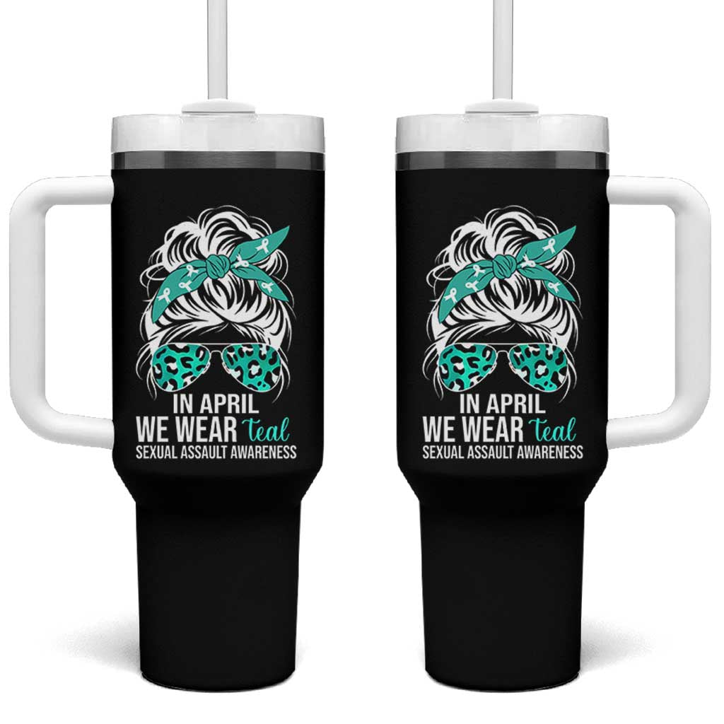 Sexual Assault Awareness Tumbler With Handle In April We Wear Teal Women