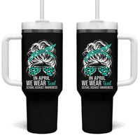 Sexual Assault Awareness Tumbler With Handle In April We Wear Teal Women