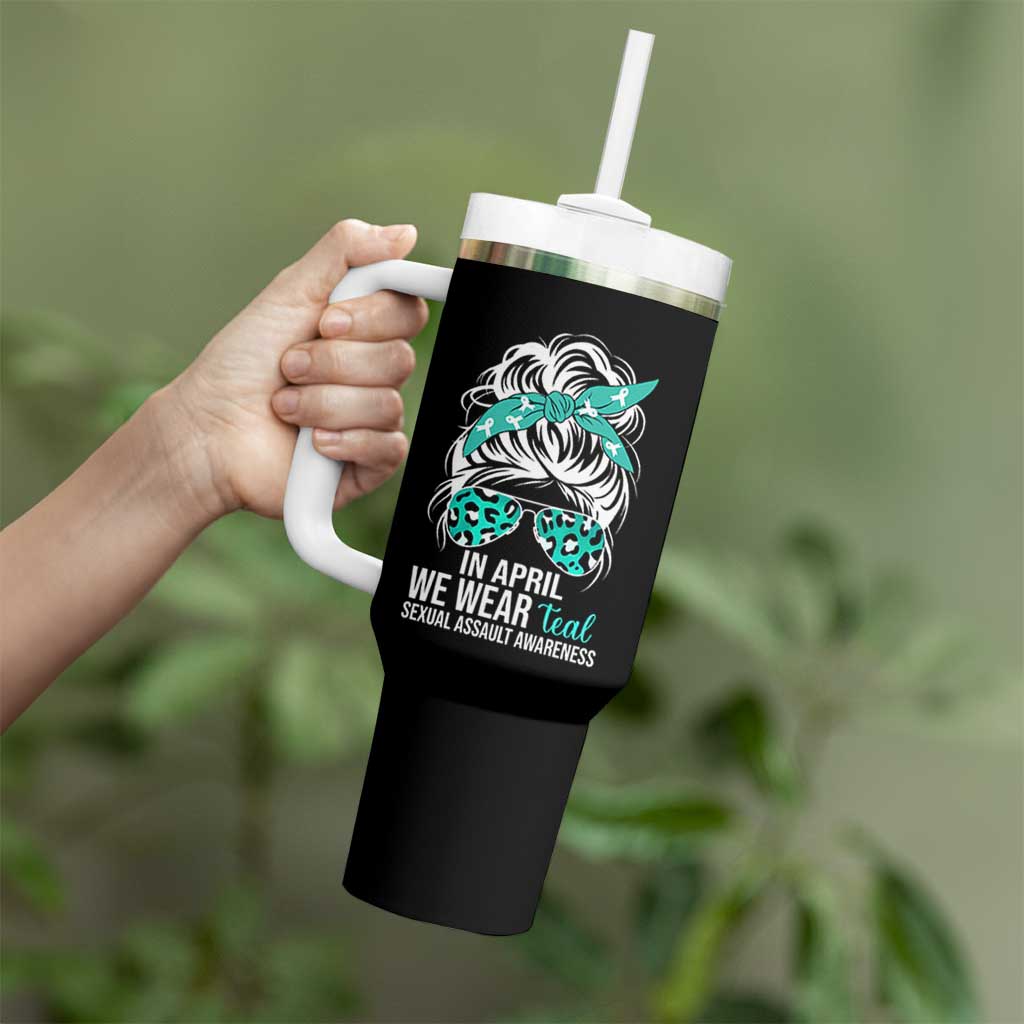 Sexual Assault Awareness Tumbler With Handle In April We Wear Teal Women