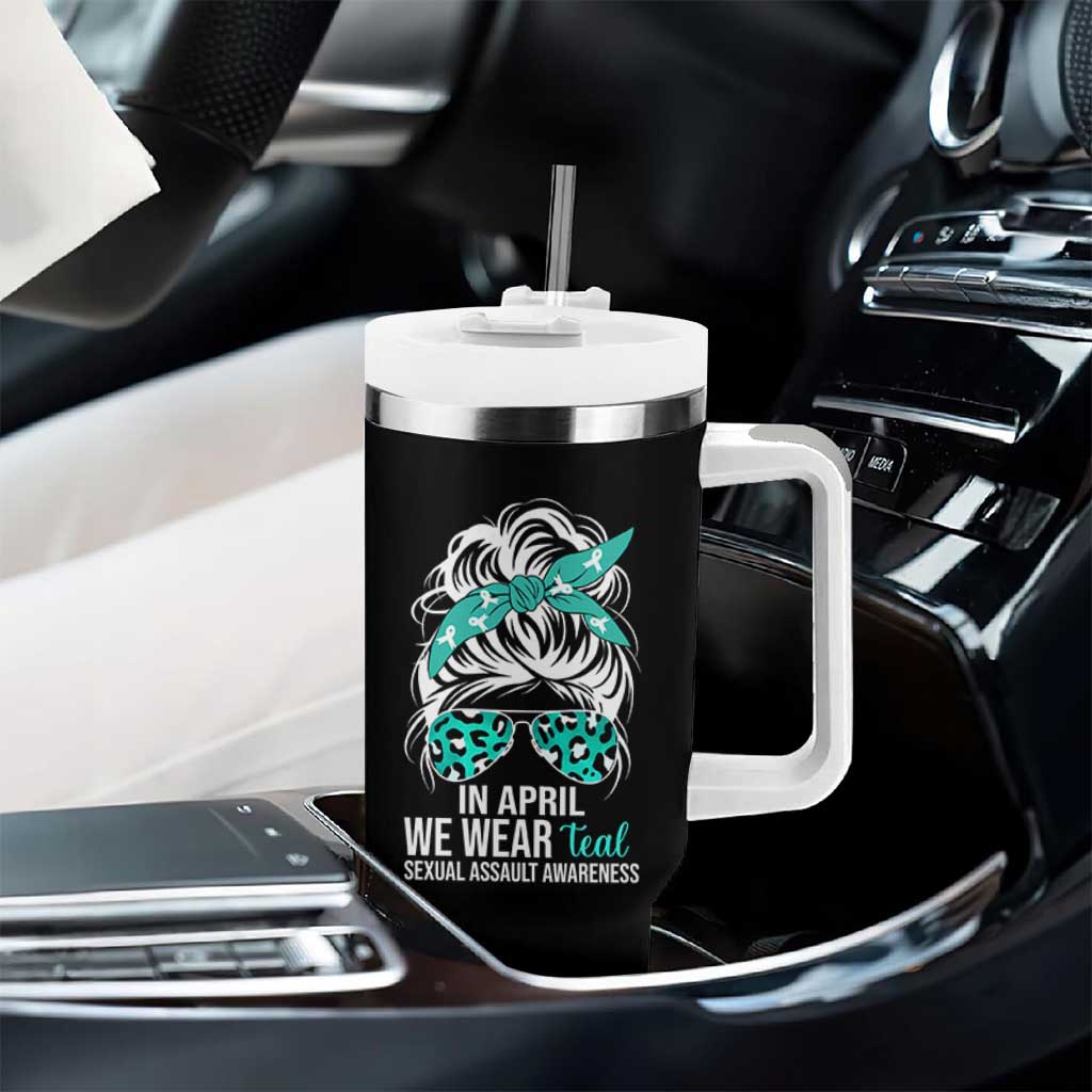 Sexual Assault Awareness Tumbler With Handle In April We Wear Teal Women