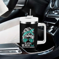 Sexual Assault Awareness Tumbler With Handle In April We Wear Teal Women