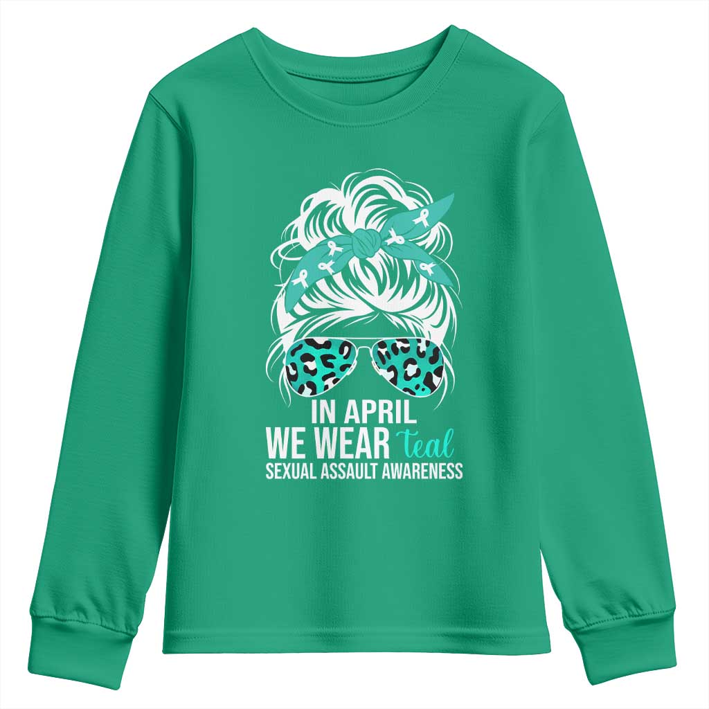 Sexual Assault Awareness Youth Sweatshirt In April We Wear Teal Women