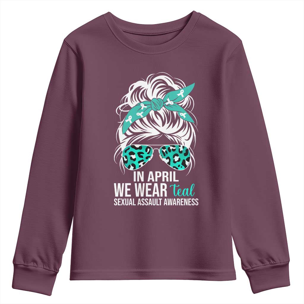 Sexual Assault Awareness Youth Sweatshirt In April We Wear Teal Women