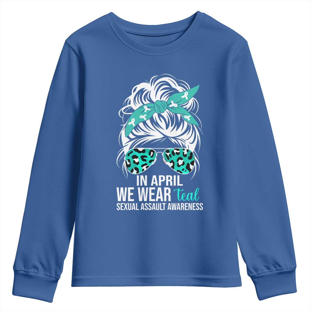 Sexual Assault Awareness Youth Sweatshirt In April We Wear Teal Women