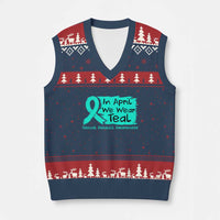 Sexual Assault Awareness V-Neck Knit Sweater Vest In April We Wear Teal