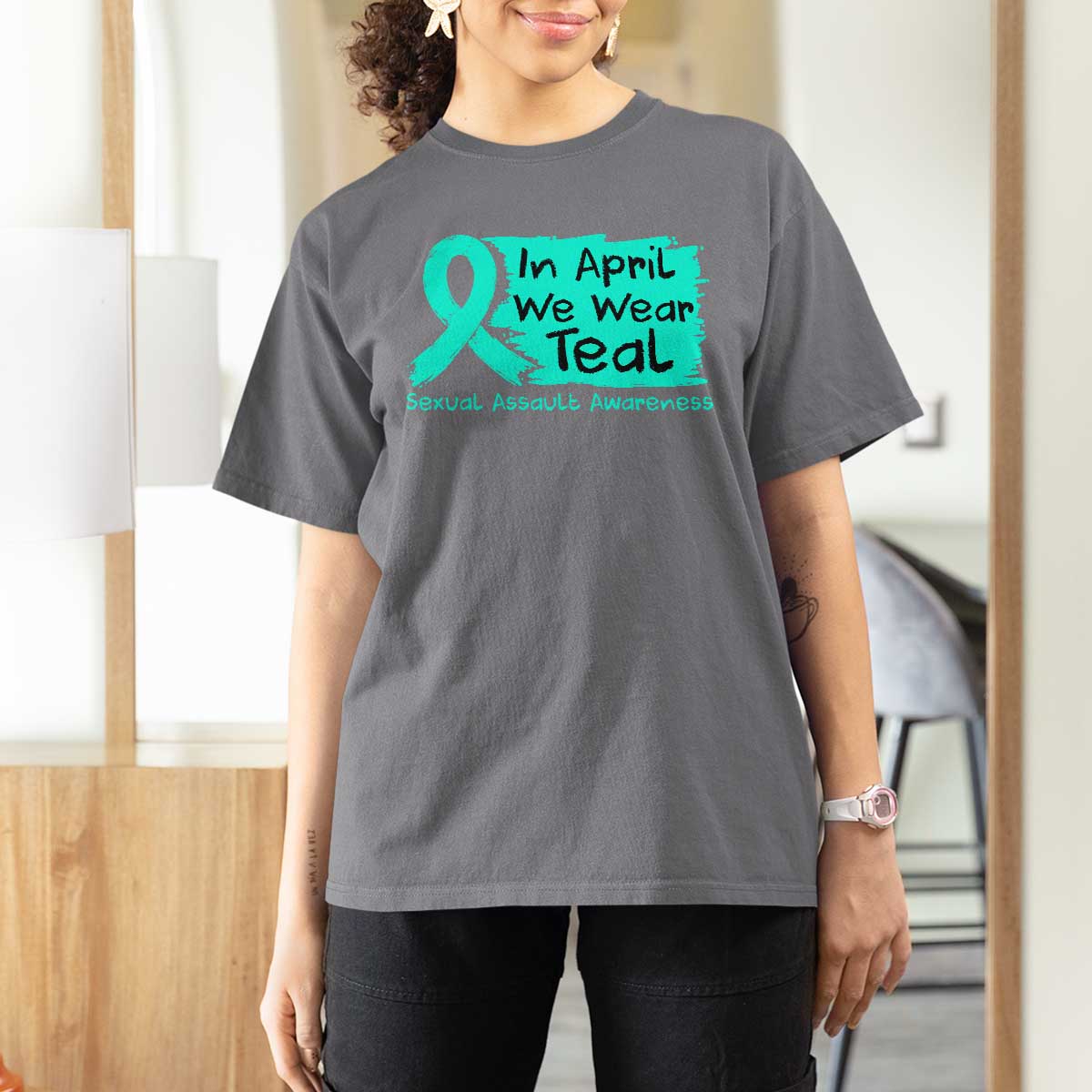Sexual Assault Awareness T Shirt For Women In April We Wear Teal