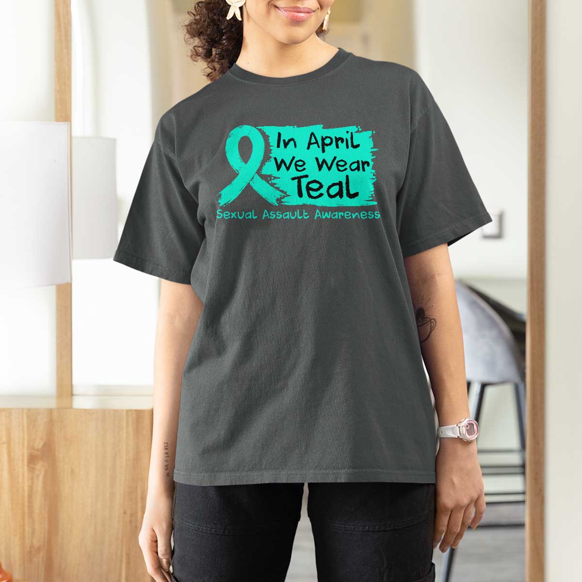 Sexual Assault Awareness T Shirt For Women In April We Wear Teal