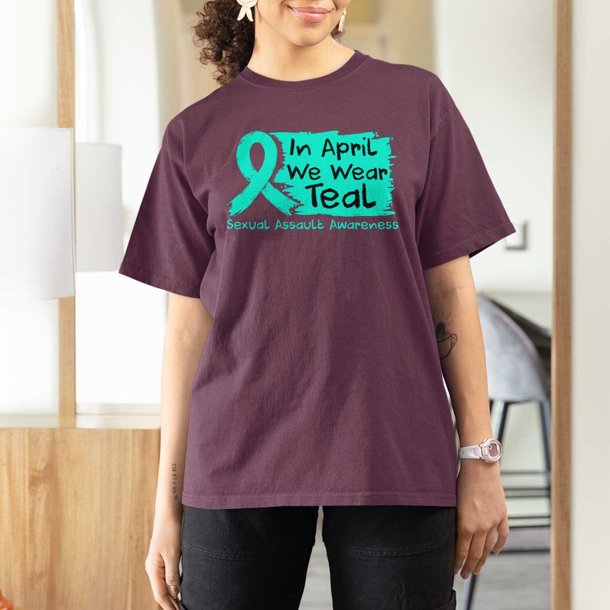 Sexual Assault Awareness T Shirt For Women In April We Wear Teal