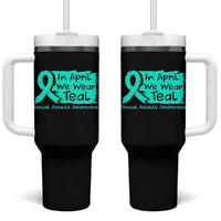 Sexual Assault Awareness Tumbler With Handle In April We Wear Teal