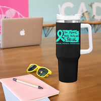 Sexual Assault Awareness Tumbler With Handle In April We Wear Teal