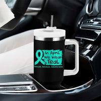 Sexual Assault Awareness Tumbler With Handle In April We Wear Teal