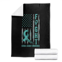 Sexual Assault Awareness Throw Blanket Fight Cancer American Flag Teal Ribbon