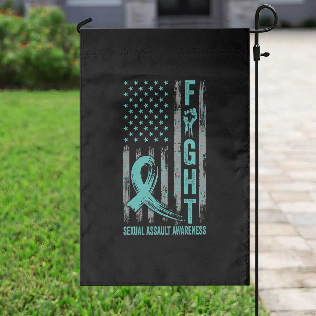 Sexual Assault Awareness Garden Flag Fight Cancer American Flag Teal Ribbon