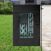 Sexual Assault Awareness Garden Flag Fight Cancer American Flag Teal Ribbon