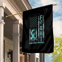 Sexual Assault Awareness Garden Flag Fight Cancer American Flag Teal Ribbon