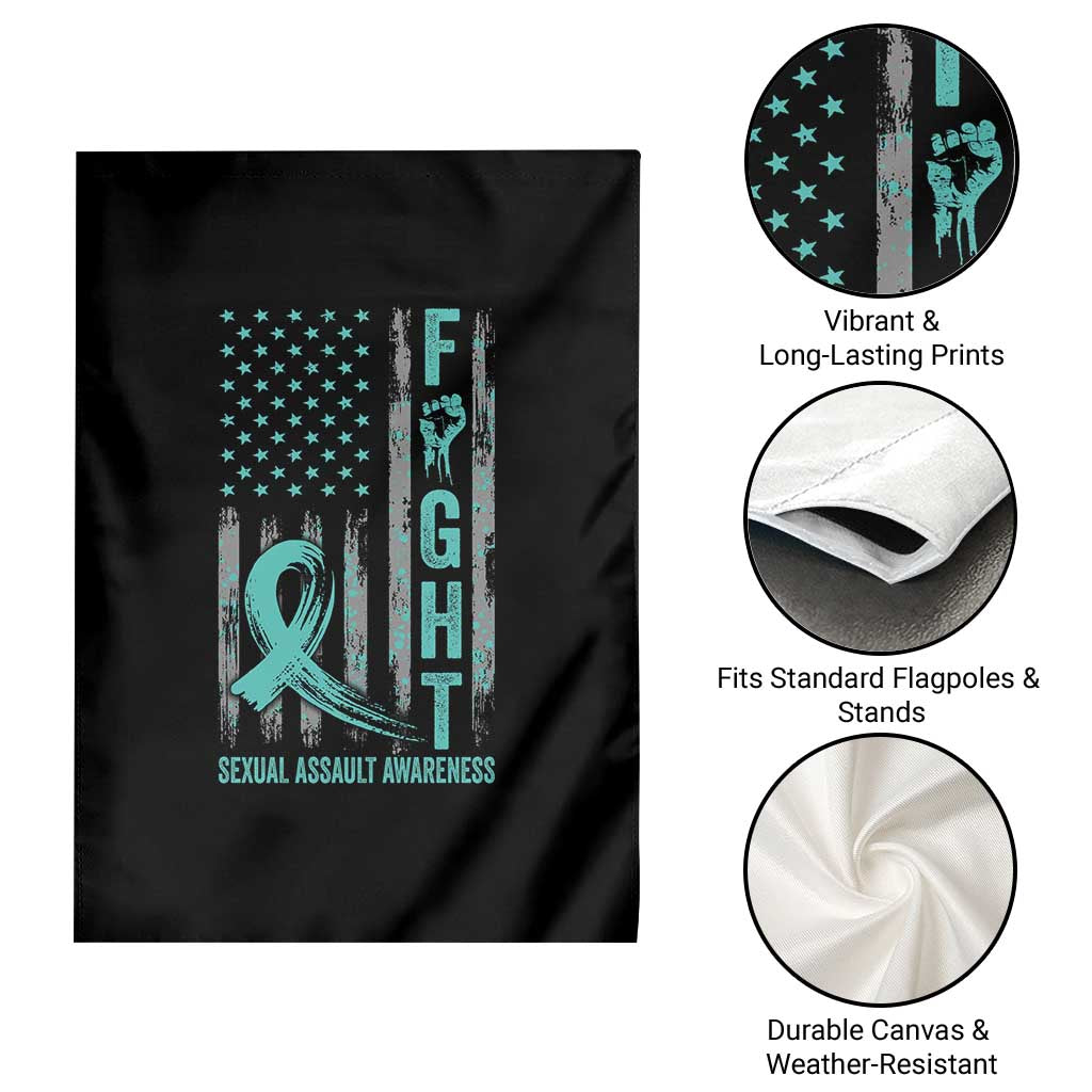 Sexual Assault Awareness Garden Flag Fight Cancer American Flag Teal Ribbon