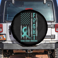 Sexual Assault Awareness Spare Tire Cover Fight Cancer American Flag Teal Ribbon