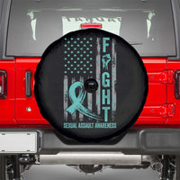 Sexual Assault Awareness Spare Tire Cover Fight Cancer American Flag Teal Ribbon