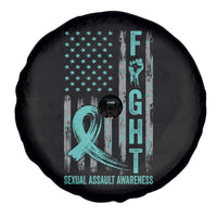 Sexual Assault Awareness Spare Tire Cover Fight Cancer American Flag Teal Ribbon