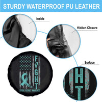 Sexual Assault Awareness Spare Tire Cover Fight Cancer American Flag Teal Ribbon