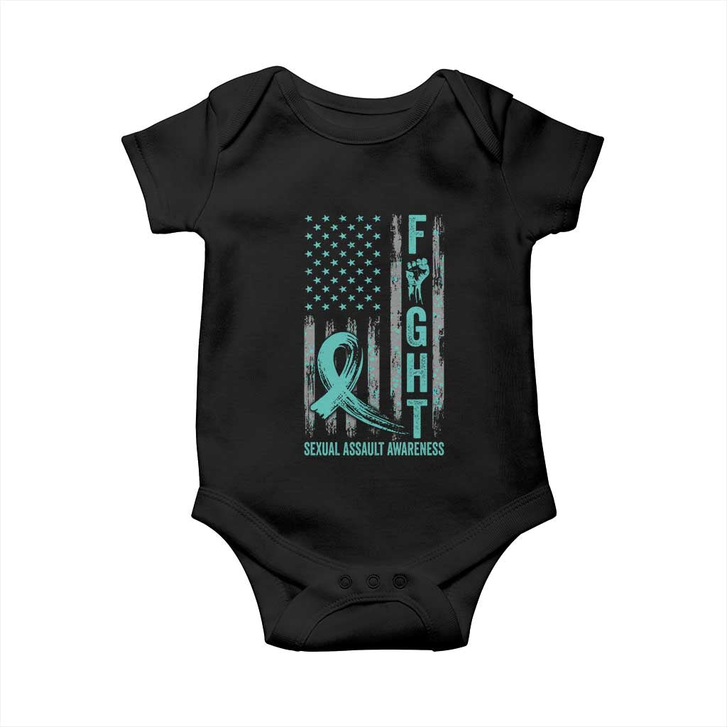 Sexual Assault Awareness Baby Onesie Fight Cancer American Flag Teal Ribbon
