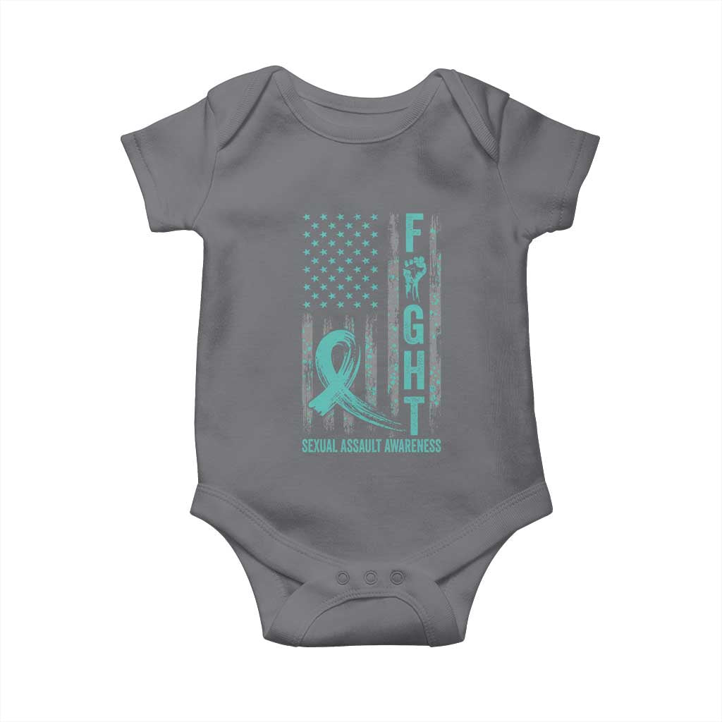 Sexual Assault Awareness Baby Onesie Fight Cancer American Flag Teal Ribbon