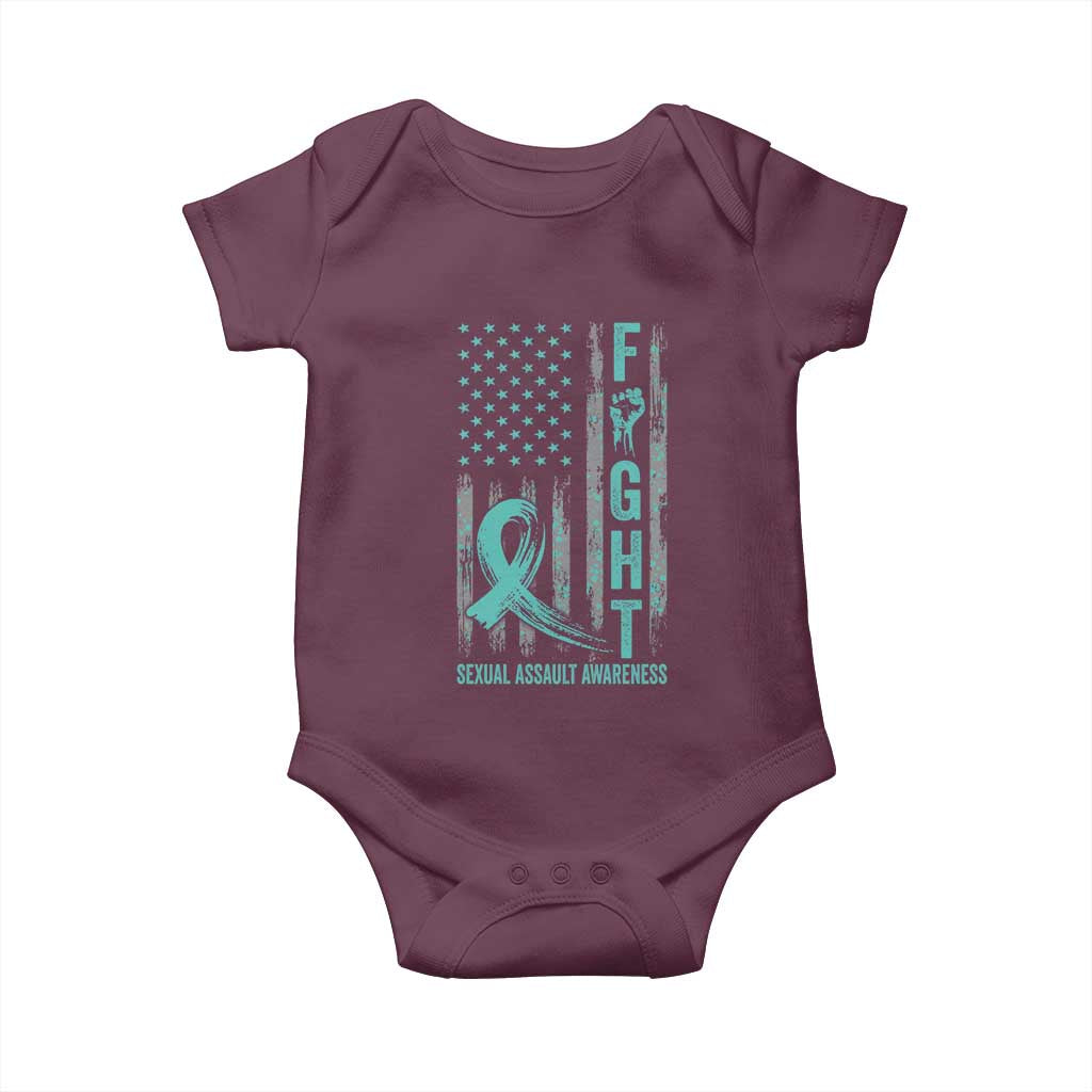 Sexual Assault Awareness Baby Onesie Fight Cancer American Flag Teal Ribbon