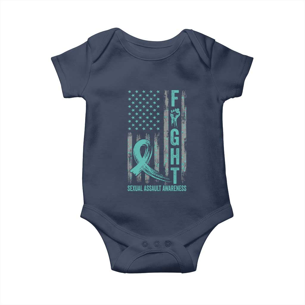 Sexual Assault Awareness Baby Onesie Fight Cancer American Flag Teal Ribbon