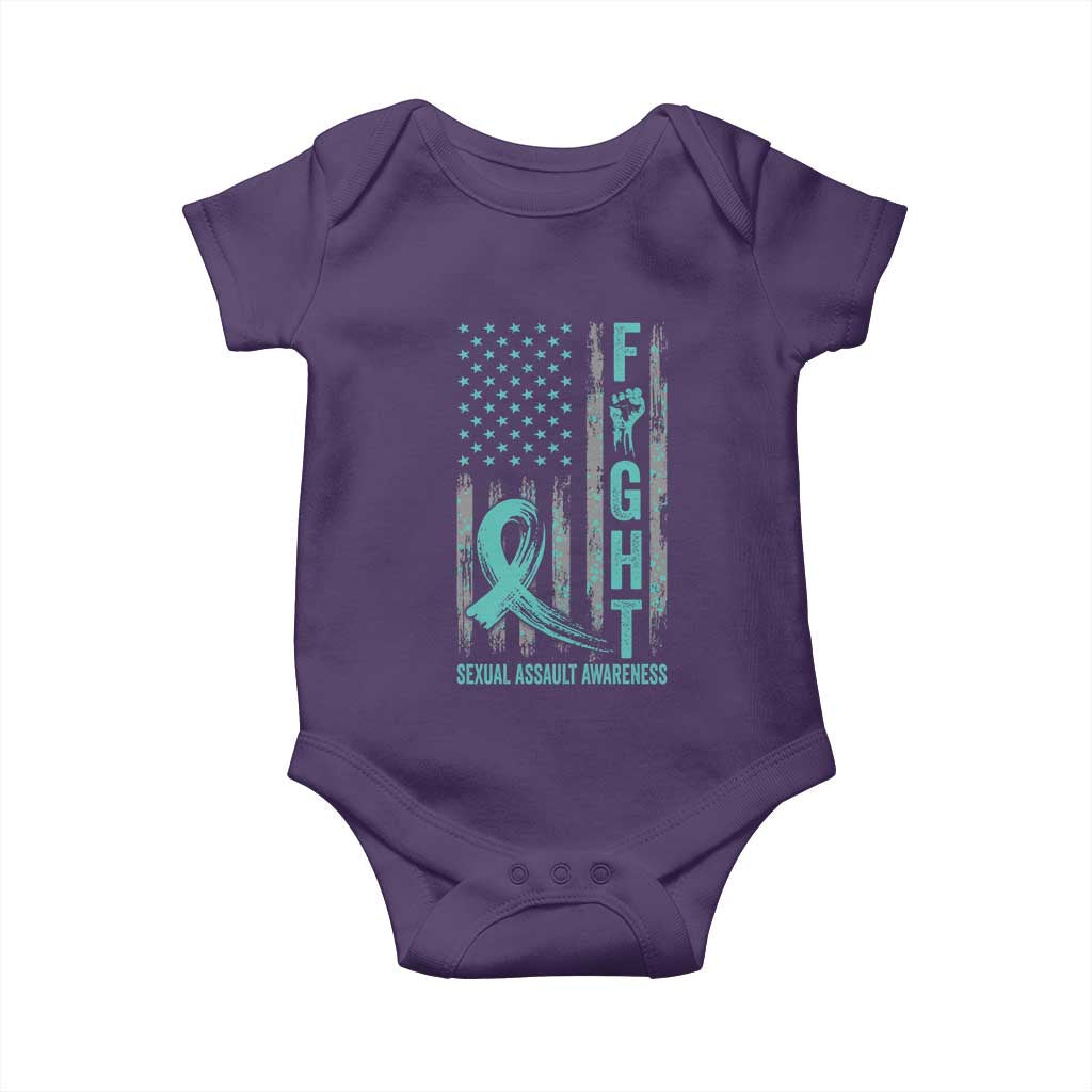 Sexual Assault Awareness Baby Onesie Fight Cancer American Flag Teal Ribbon