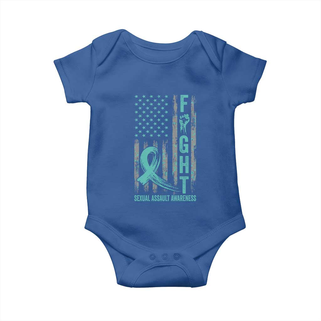Sexual Assault Awareness Baby Onesie Fight Cancer American Flag Teal Ribbon