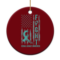 Sexual Assault Awareness Ceramic Ornament Fight Cancer American Flag Teal Ribbon