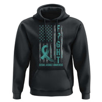 Sexual Assault Awareness Hoodie Fight Cancer American Flag Teal Ribbon