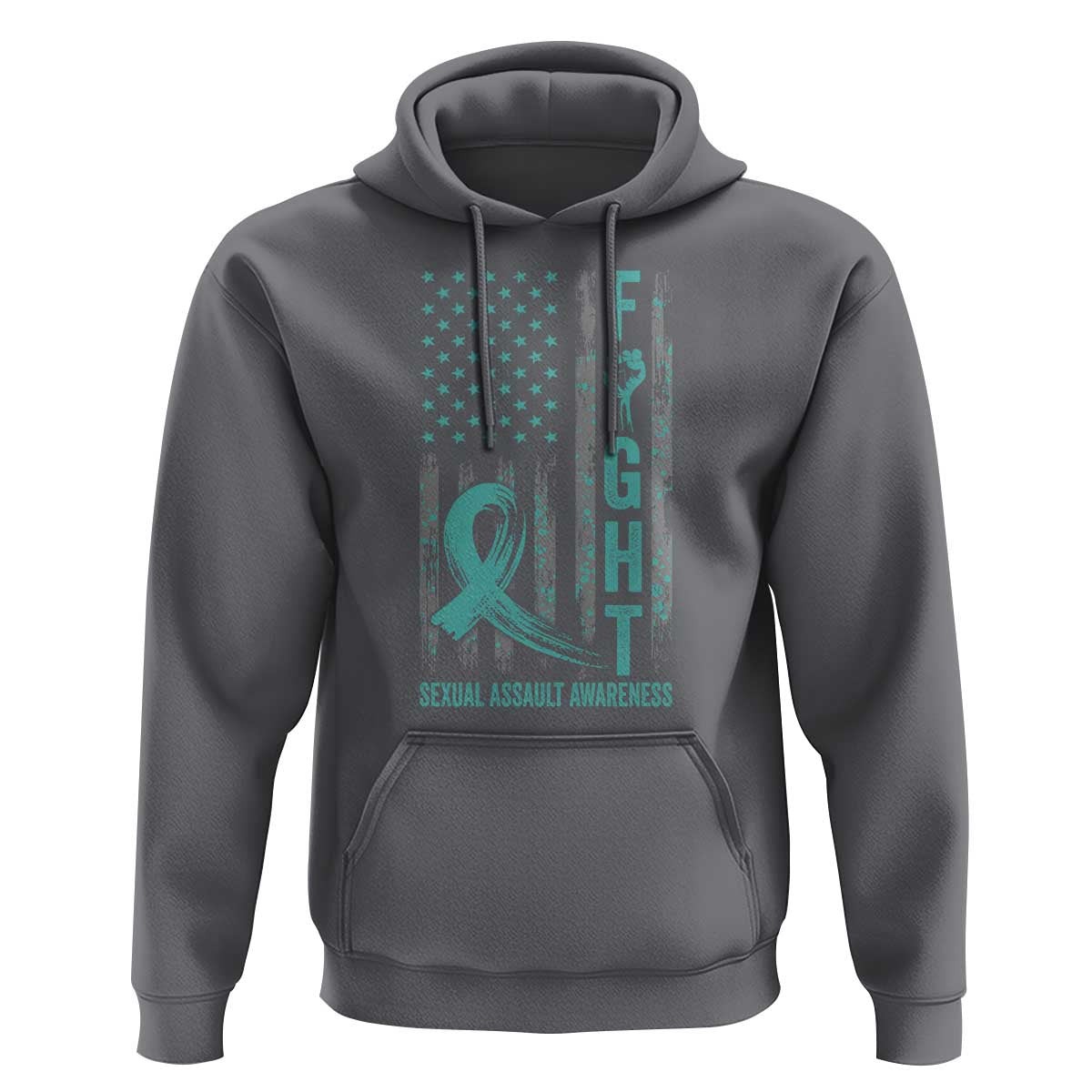Sexual Assault Awareness Hoodie Fight Cancer American Flag Teal Ribbon