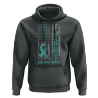 Sexual Assault Awareness Hoodie Fight Cancer American Flag Teal Ribbon