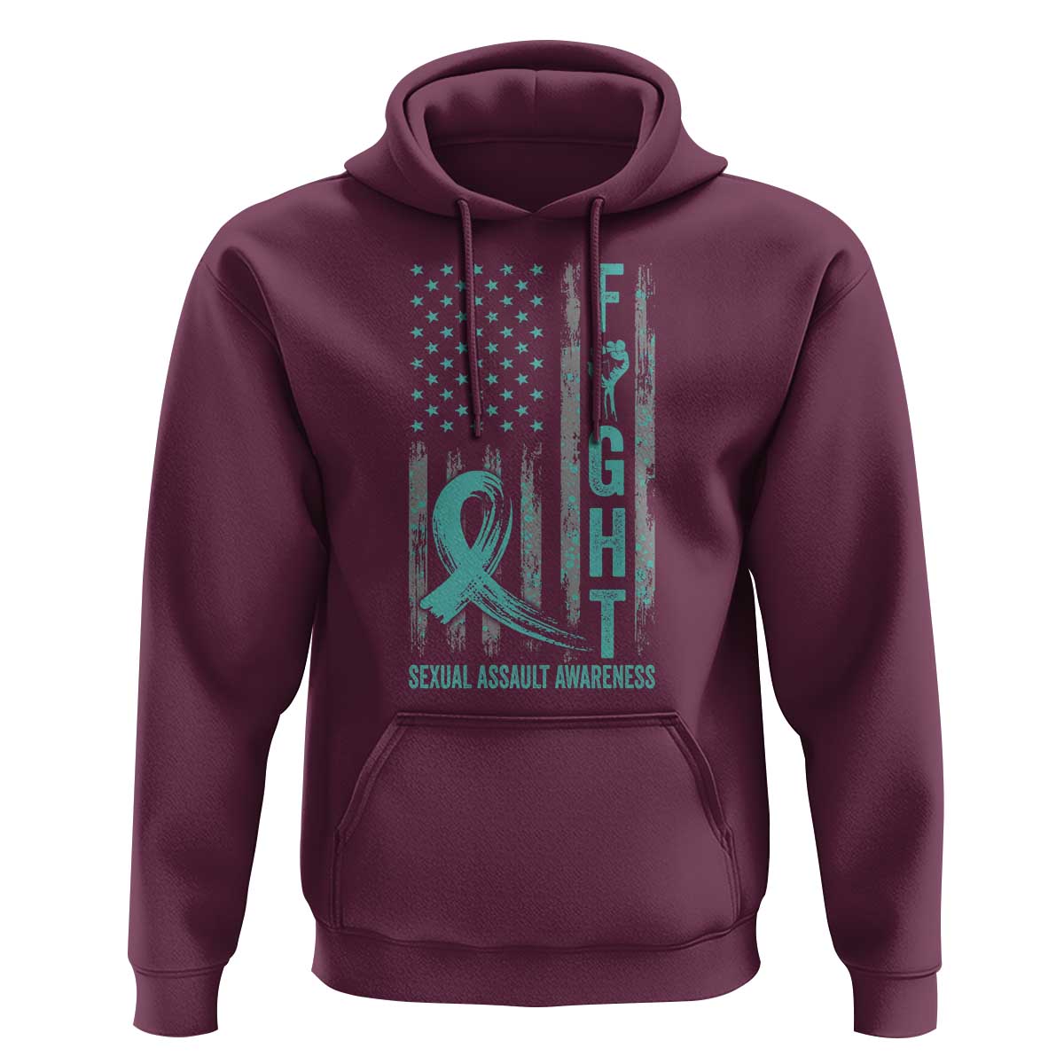 Sexual Assault Awareness Hoodie Fight Cancer American Flag Teal Ribbon